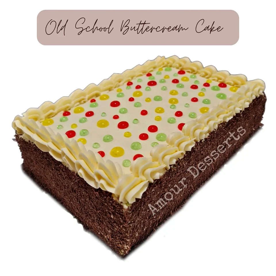 Old-school buttercream birthday cake by Amour Desserts with pandan chiffon flavour
